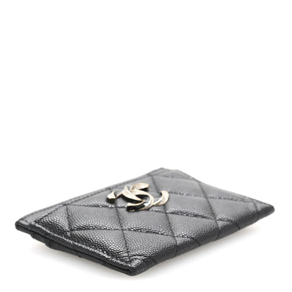 Chanel Caviar Quilted Crystal Enamel CC Card Holder Black 4 of 10