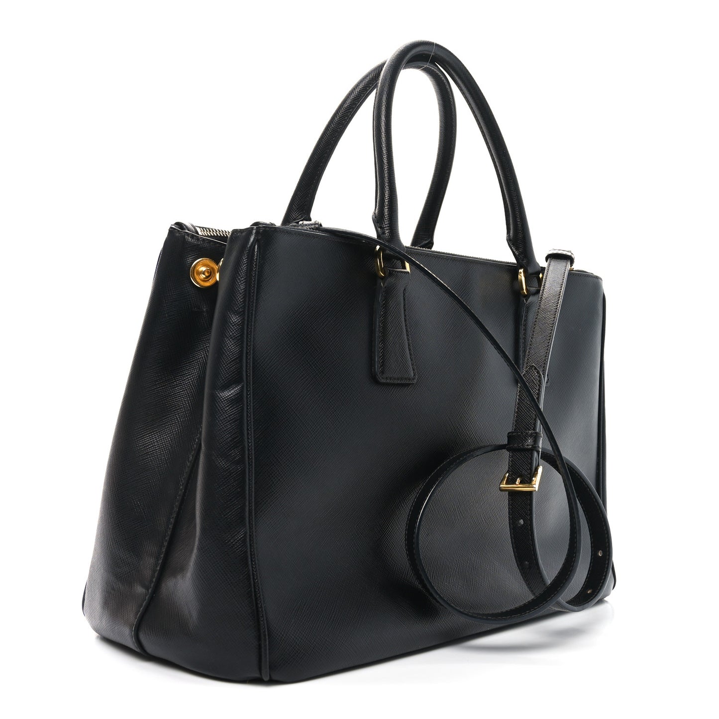 Saffiano Medium Galleria Double Zip Tote Black