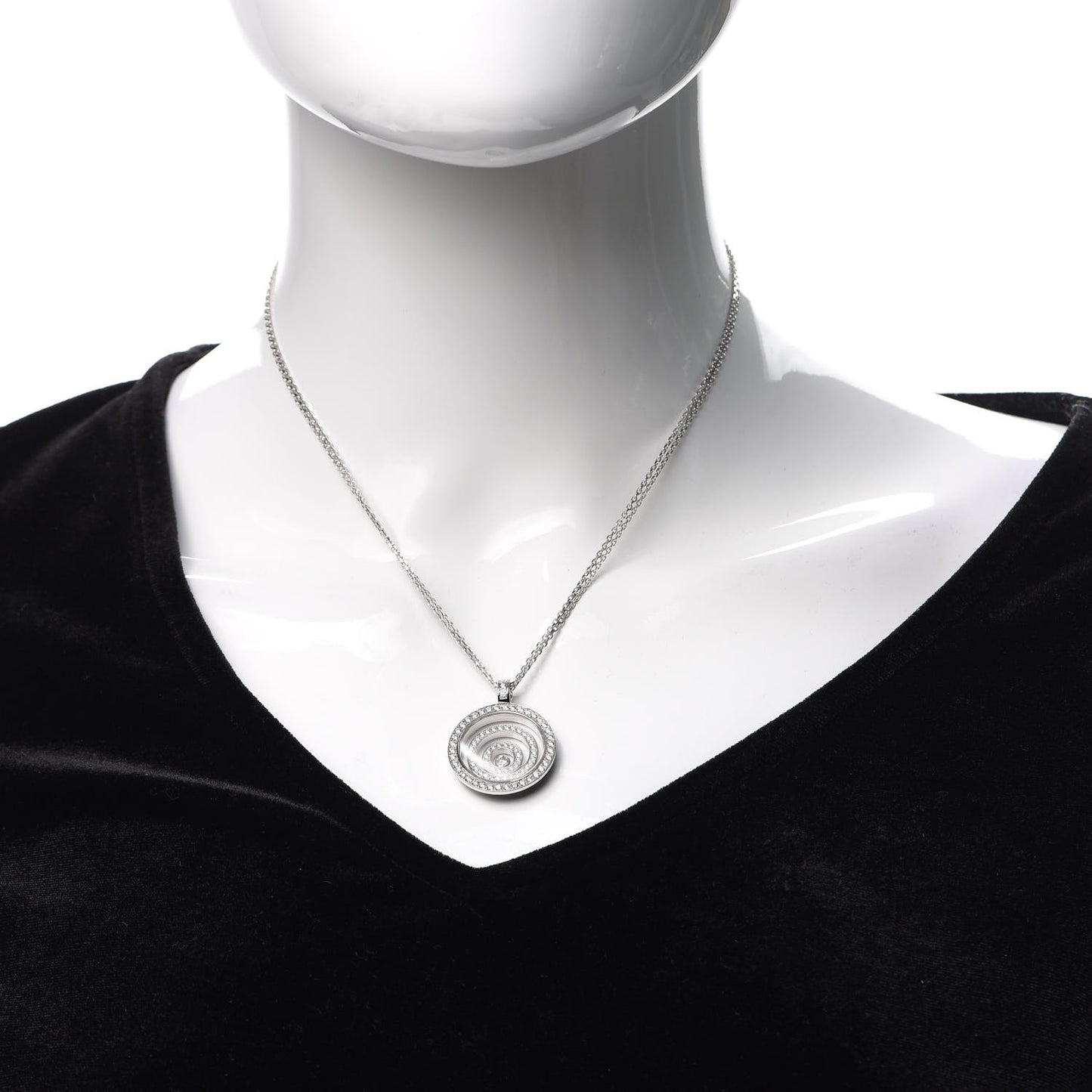 18K White Gold Diamond Happy Spirit Three-Ring Pendant Necklace