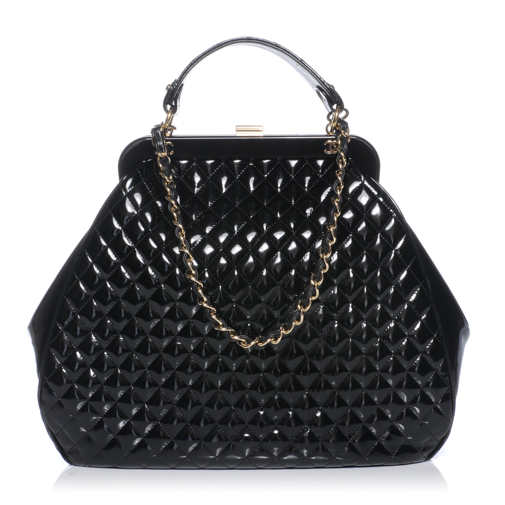 Chanel Patent Quilted Mademoiselle Frame Bag Black 1 of 9