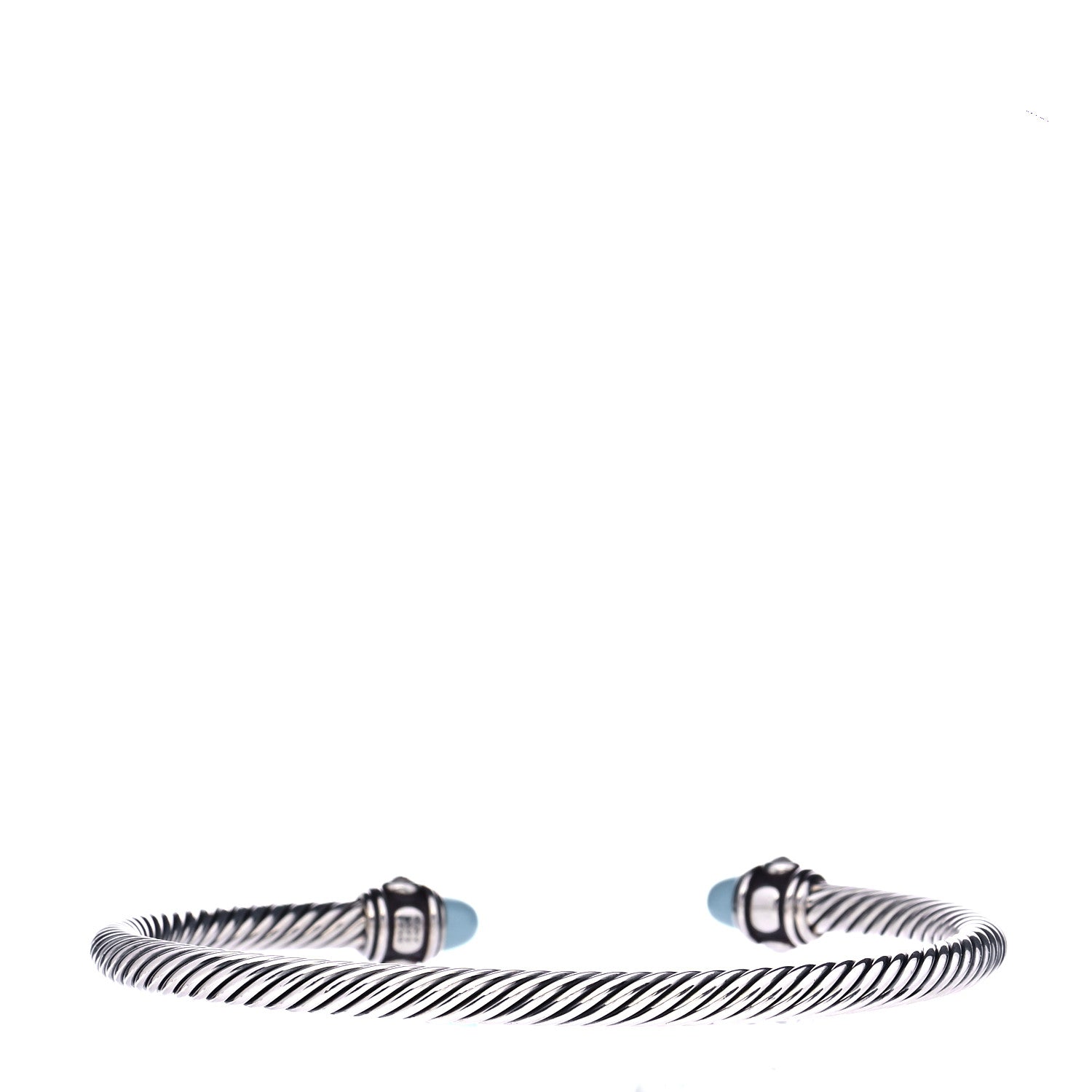 David Yurman Sterling Silver 18K Yellow Gold Turquoise 4mm Cable Renaissance Bracelet 3 of 5