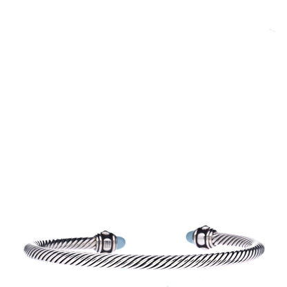 David Yurman Sterling Silver 18K Yellow Gold Turquoise 4mm Cable Renaissance Bracelet 3 of 5