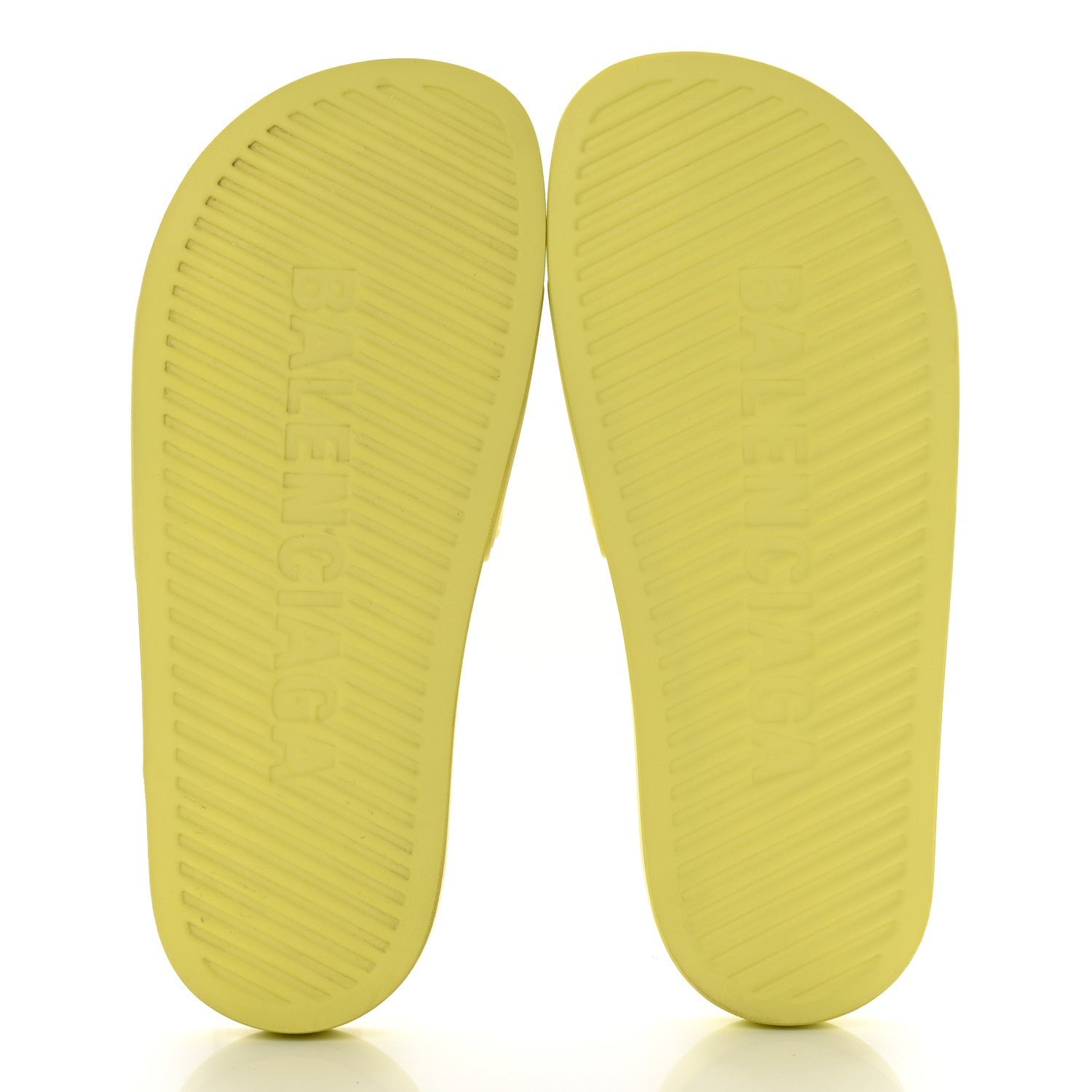 Balenciaga Smooth Rubber Logo Bi-Color Womens Pool Slide Sandals 37 Yellow Black 6 of 8