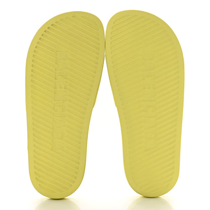 Balenciaga Smooth Rubber Logo Bi-Color Womens Pool Slide Sandals 37 Yellow Black 6 of 8
