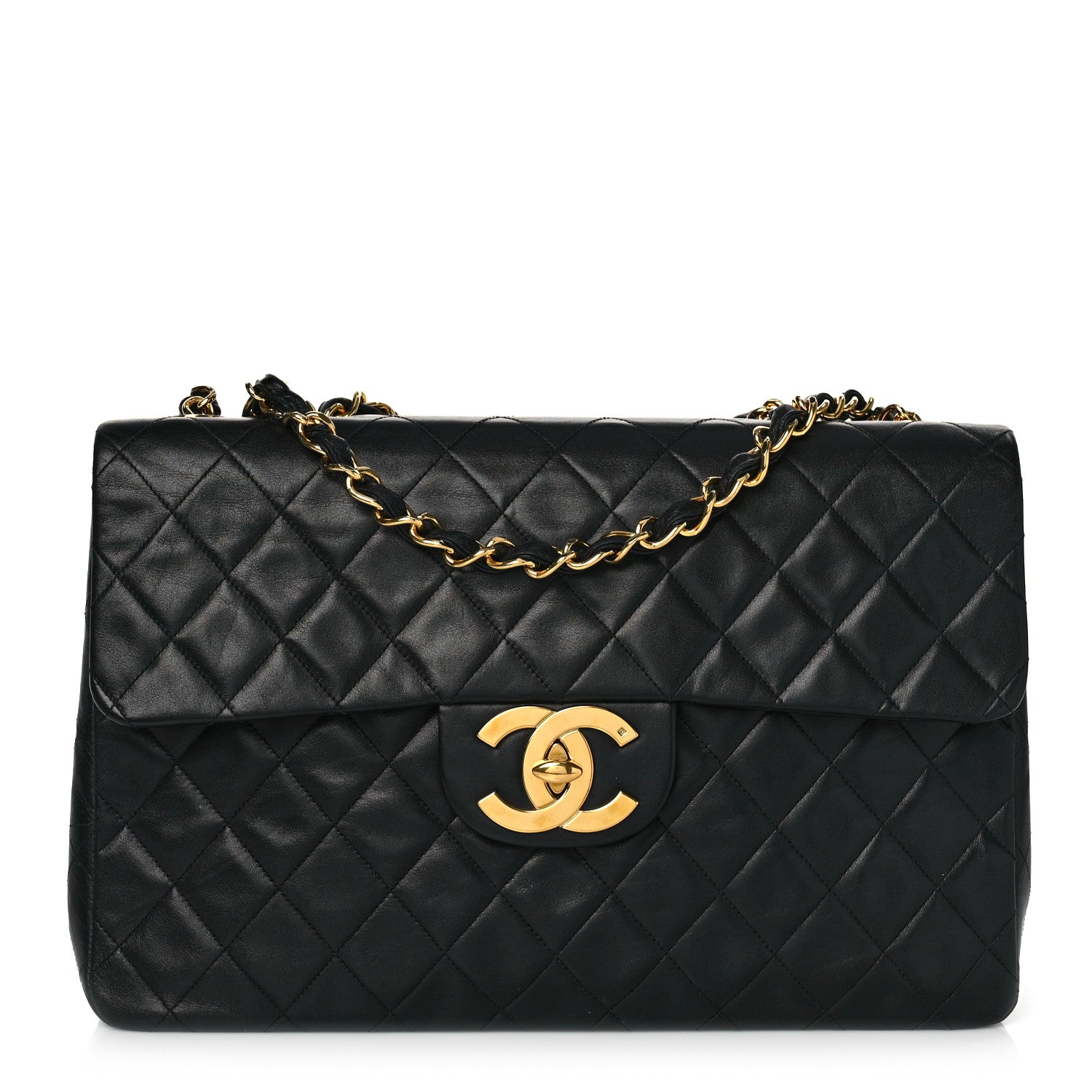 Chanel Lambskin Quilted XL Jumbo Single Flap Black 1 of 10