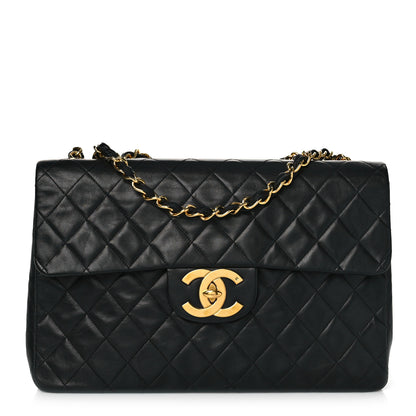 Chanel Lambskin Quilted XL Jumbo Single Flap Black 1 of 10