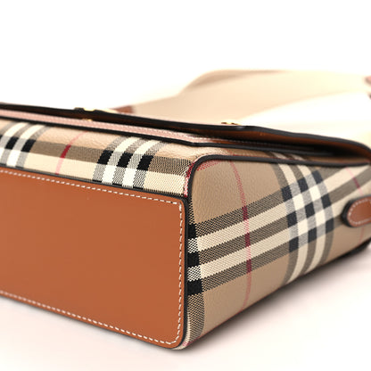 Burberry Coated Canvas Calfskin Vintage Check Medium Note Crossbody Bag Briar Brown 8 of 8