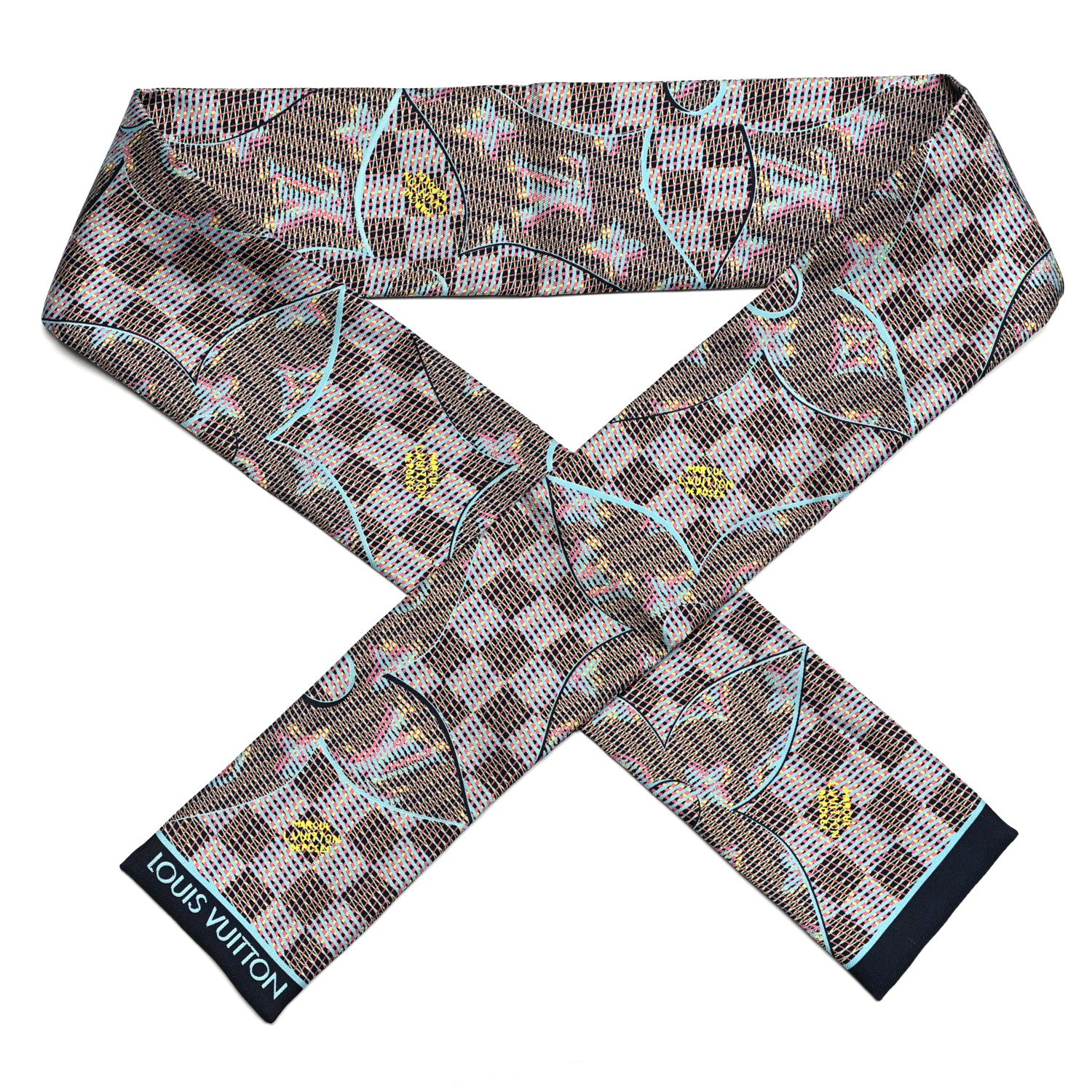 Louis Vuitton Silk Monogram Damier Pop Print Bandeau Blue 2 of 4