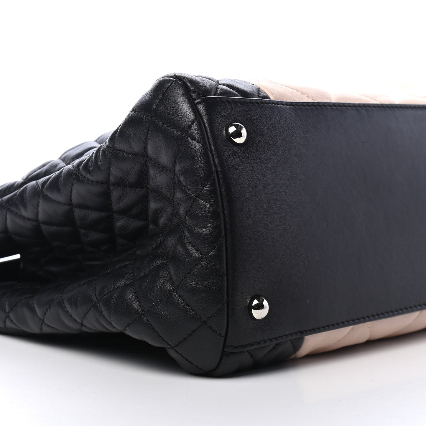 Lambskin Quilted CC Shopping Tote Black Rose Clair