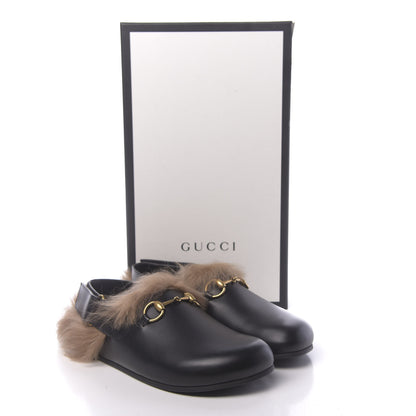 Gucci Calfskin Fur Mens Horsebit River Slingback Slippers 6 Black 11 of 11