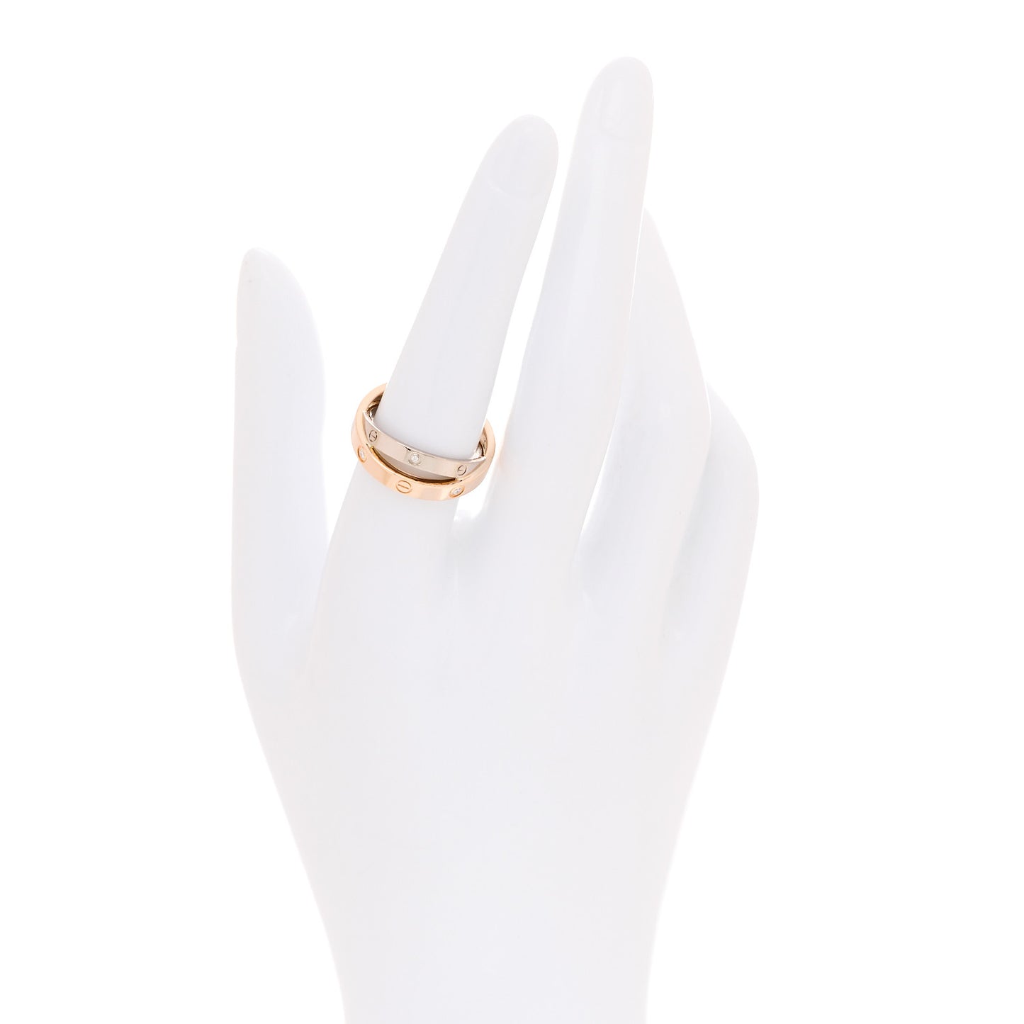 18K Pink White Gold 6 Diamond LOVE Ring 54 7