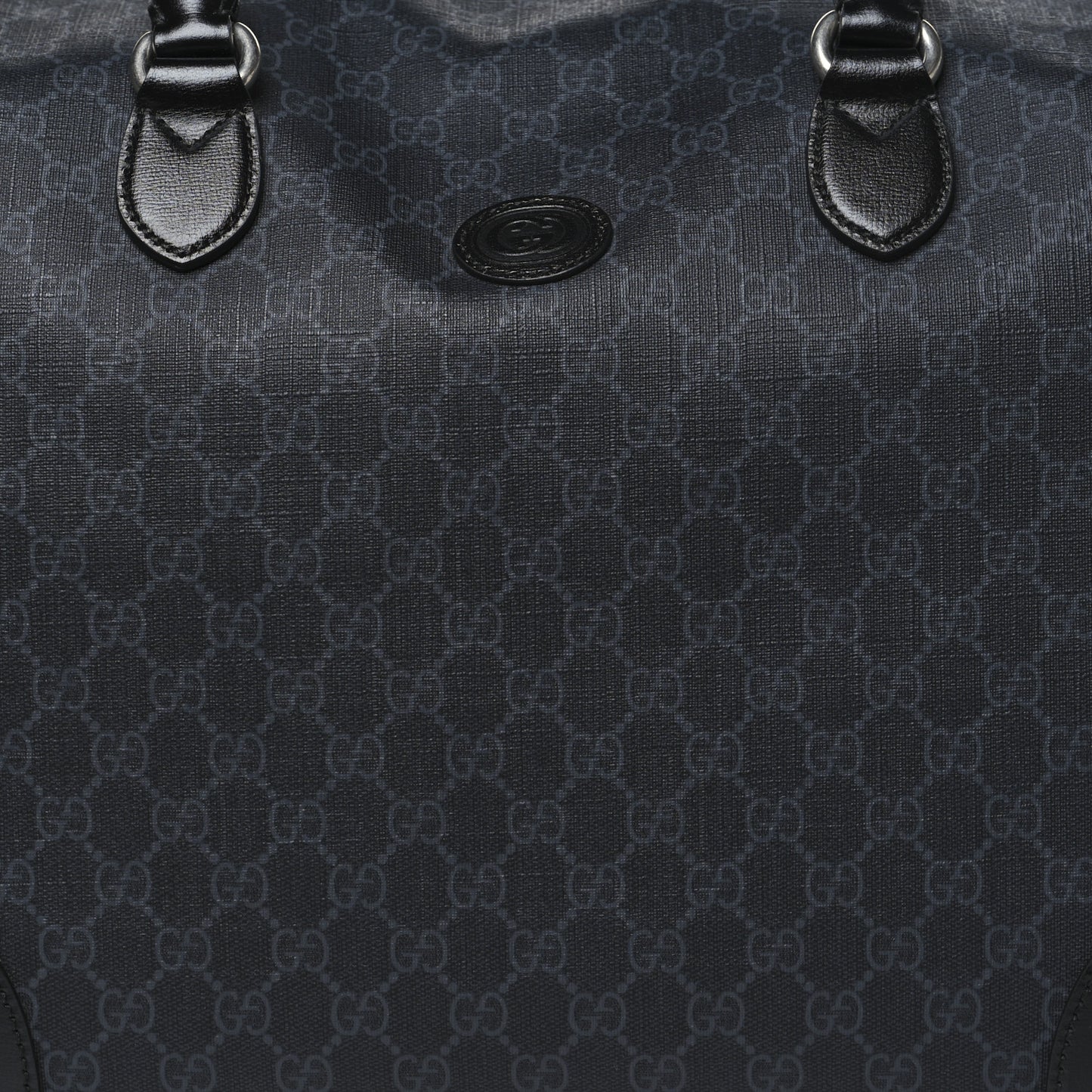 GG Supreme Monogram Azalea Calfskin Retro Interlocking G Large Duffle Bag Black Grey