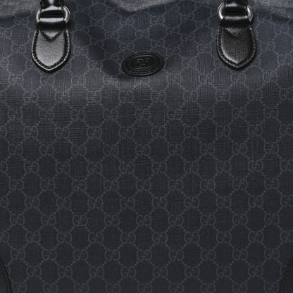 Gucci GG Supreme Monogram Azalea Calfskin Retro Interlocking G Large Duffle Bag Black Grey 6 of 8