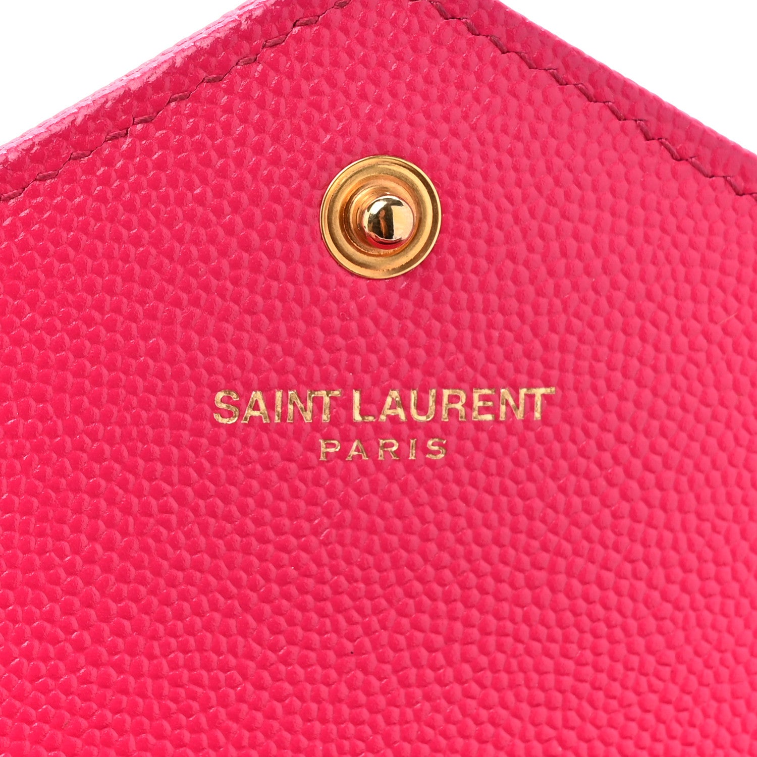 Saint Laurent Grain De Poudre Matelasse Chevron Monogram Chain Wallet Hot Pink 7 of 19