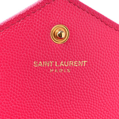 Saint Laurent Grain De Poudre Matelasse Chevron Monogram Chain Wallet Hot Pink 7 of 19