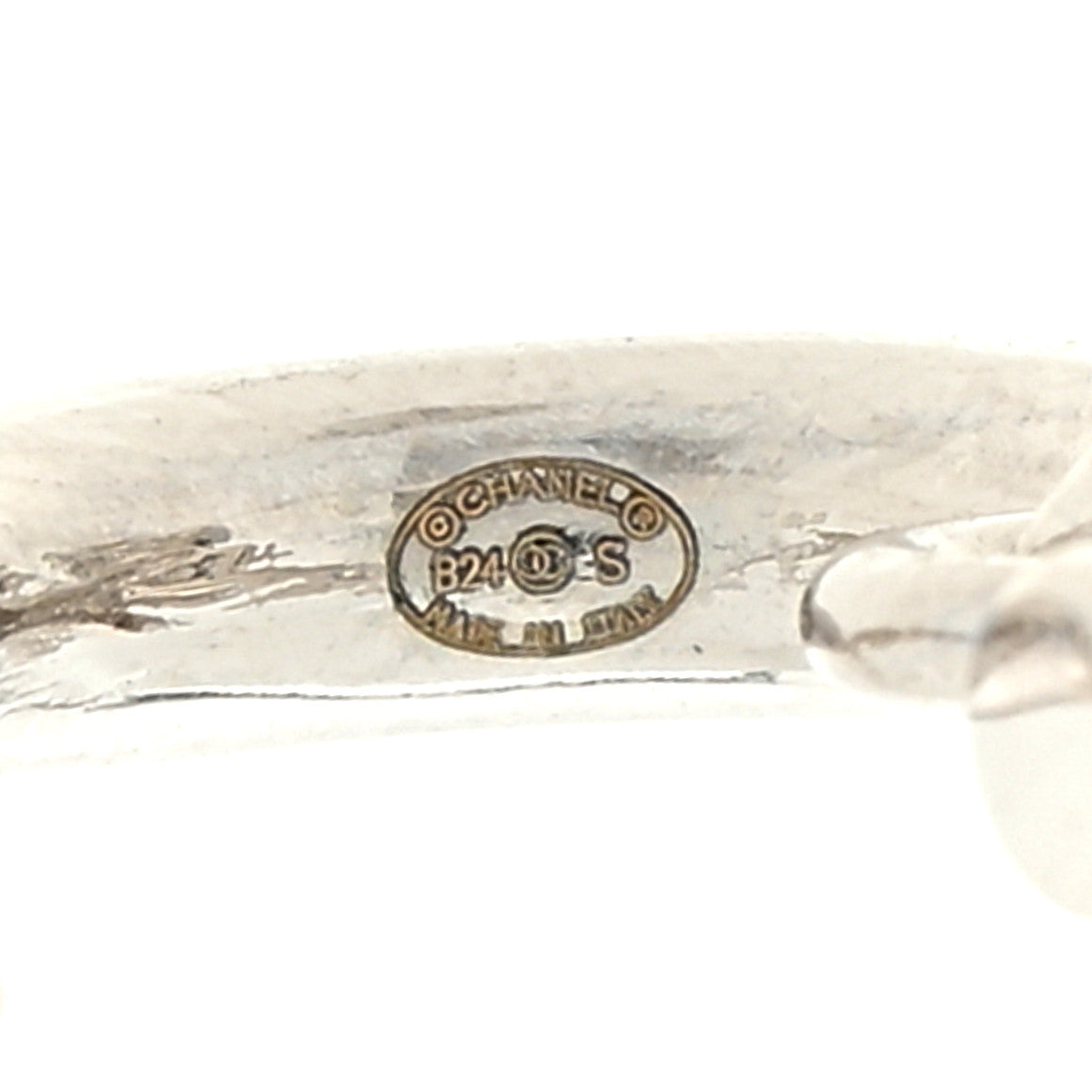 Chanel Metal Crystal CC Hoop Drop Earrings Silver 4 of 4