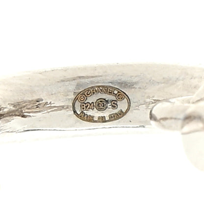Chanel Metal Crystal CC Hoop Drop Earrings Silver 4 of 4