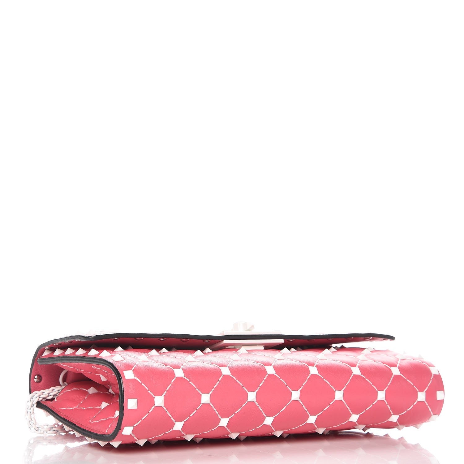 Valentino Garavani Lambskin Free Rockstud Spike Wallet On Chain Shadow Pink 4 of 6