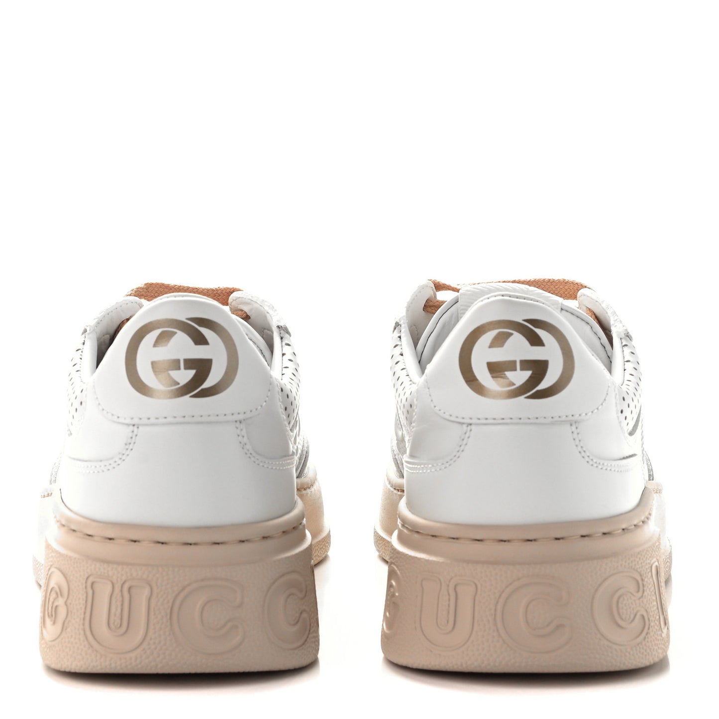 Calfskin GG Tennis Embossed Womens Platform 55mm Sneakers 38.5 White
