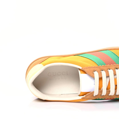 Gucci Nylon Calfskin Suede Web Mens G74 Sneakers 8 Crop Wildflower 9 of 11