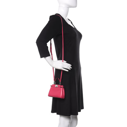 Fendi Nappa Micro Peekaboo Iconic Satchel Magenta 2 of 9