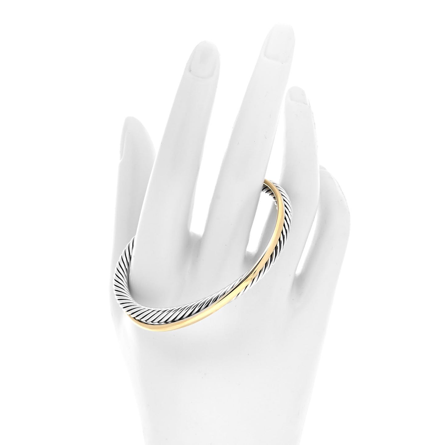 Sterling Silver 18K Yellow Gold 5mm Crossover Cuff Bracelet