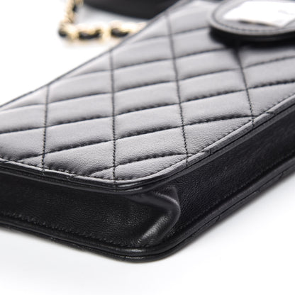 Chanel Lambskin Quilted CC Phone Holder Black 8 of 12