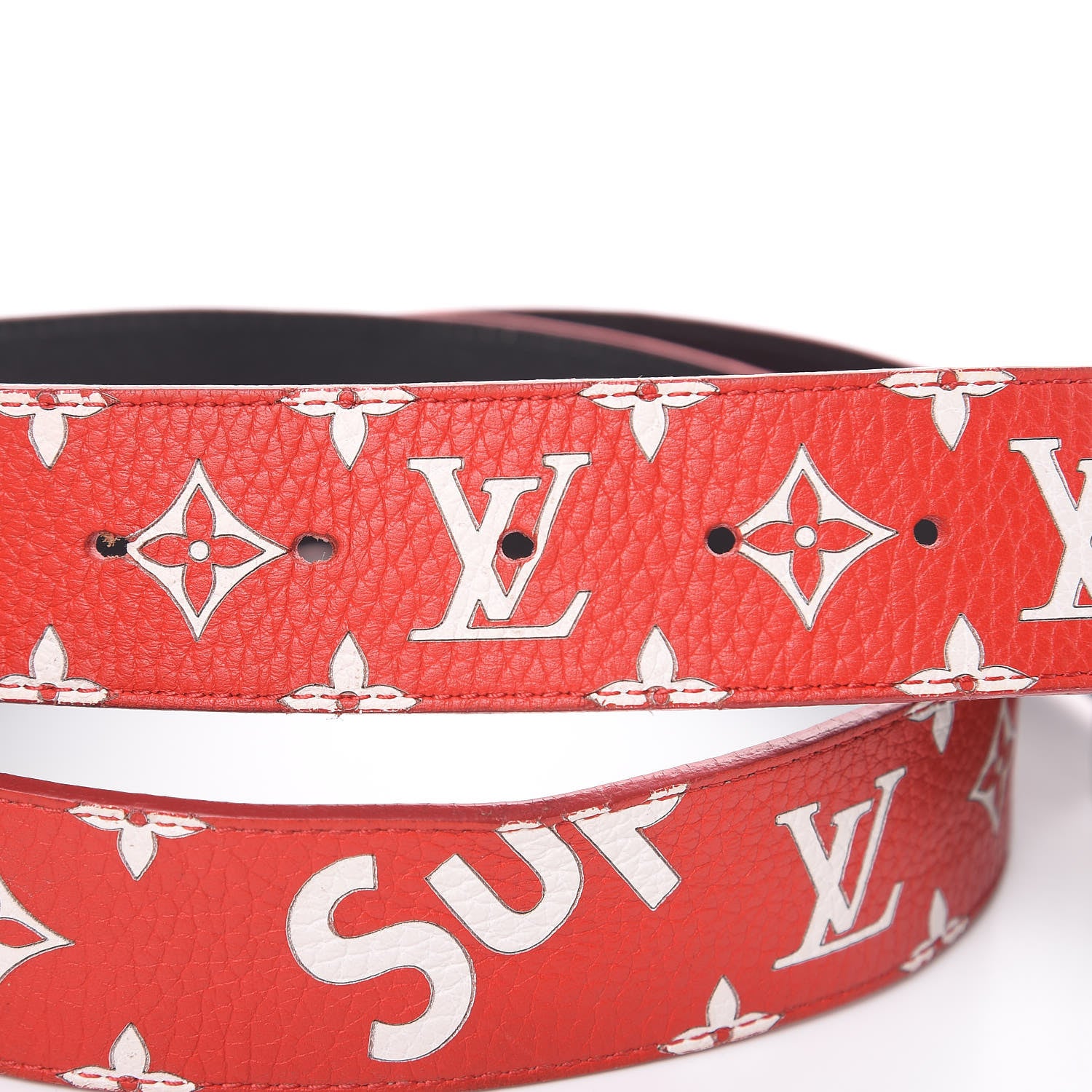 Louis Vuitton X SUPREME Monogram 40mm LV Initiales Belt 95 38 Red