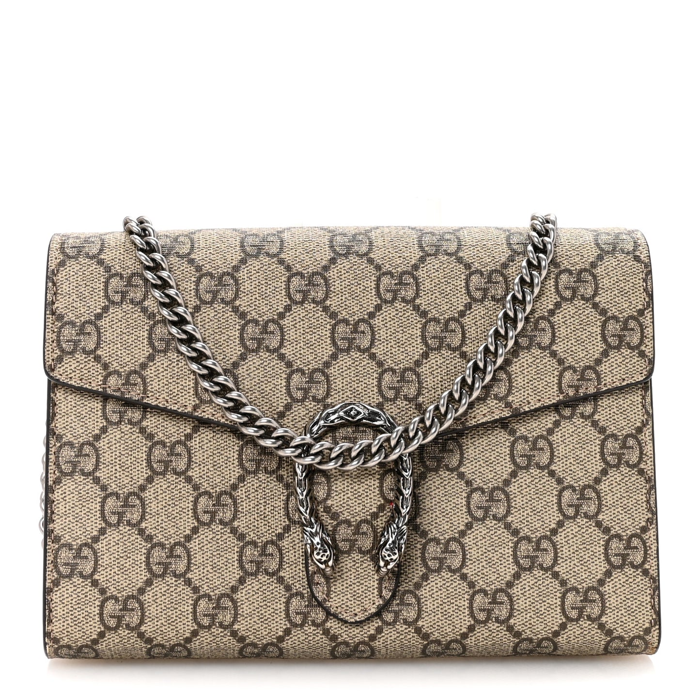 GG Supreme Monogram Mini Dionysus Chain Wallet Beige Vulcanic Red