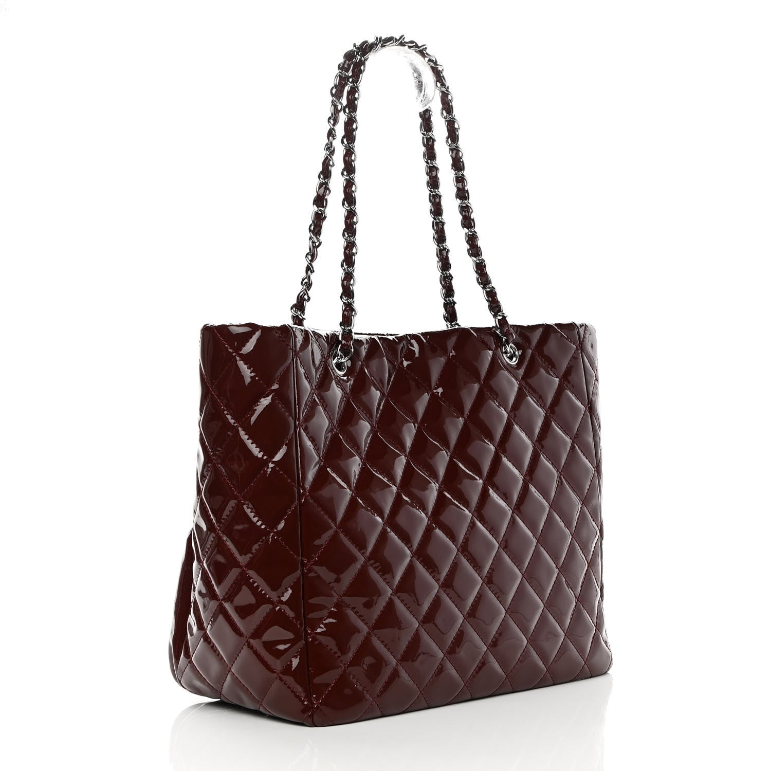 Chanel Patent Quilted Large Chic and Glitter Tote Dark Red 3 of 11