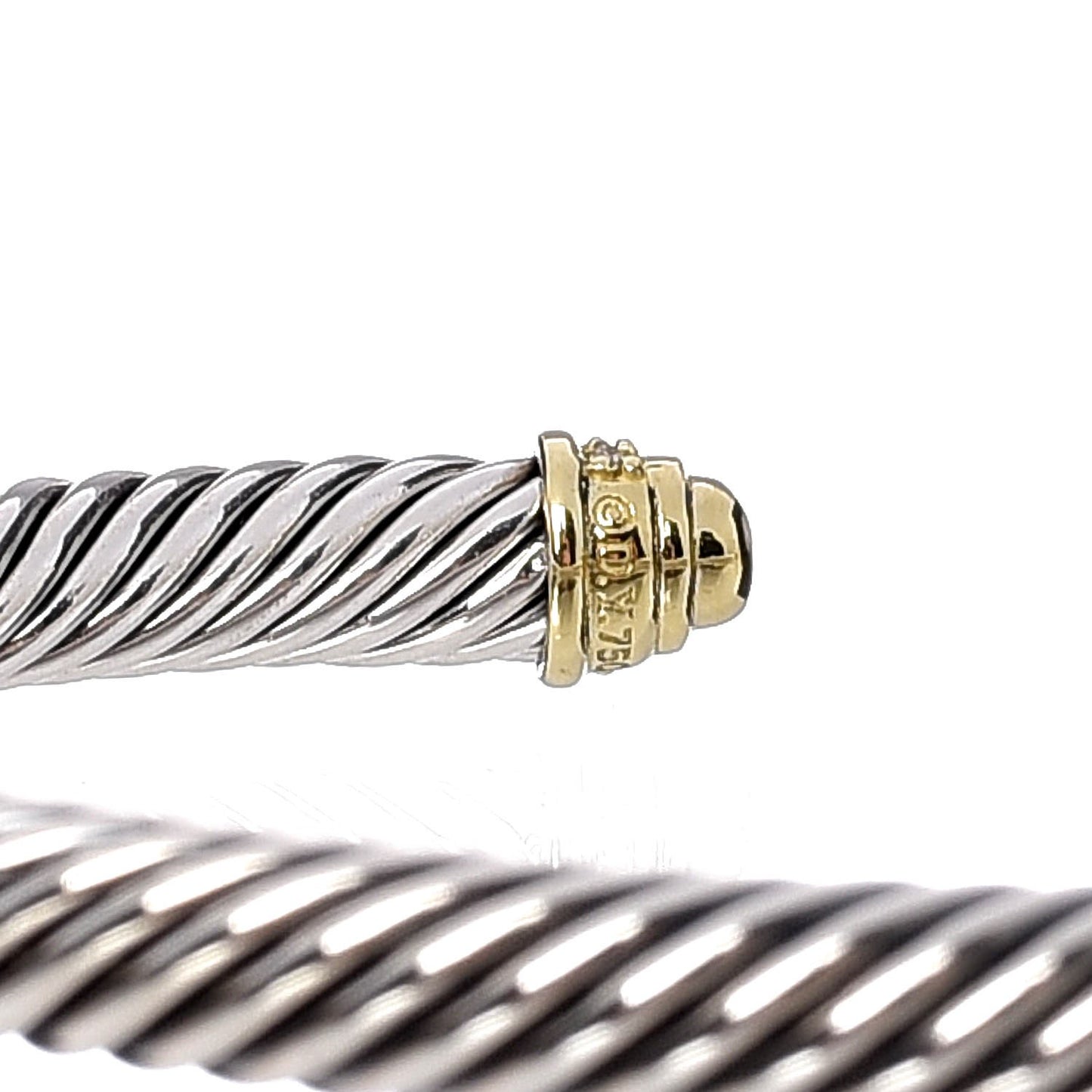 Sterling Silver 18K Yellow Gold Diamond 5mm Cable Classics Bracelet
