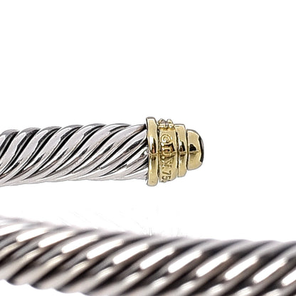 David Yurman Sterling Silver 18K Yellow Gold Diamond 5mm Cable Classics Bracelet 3 of 4