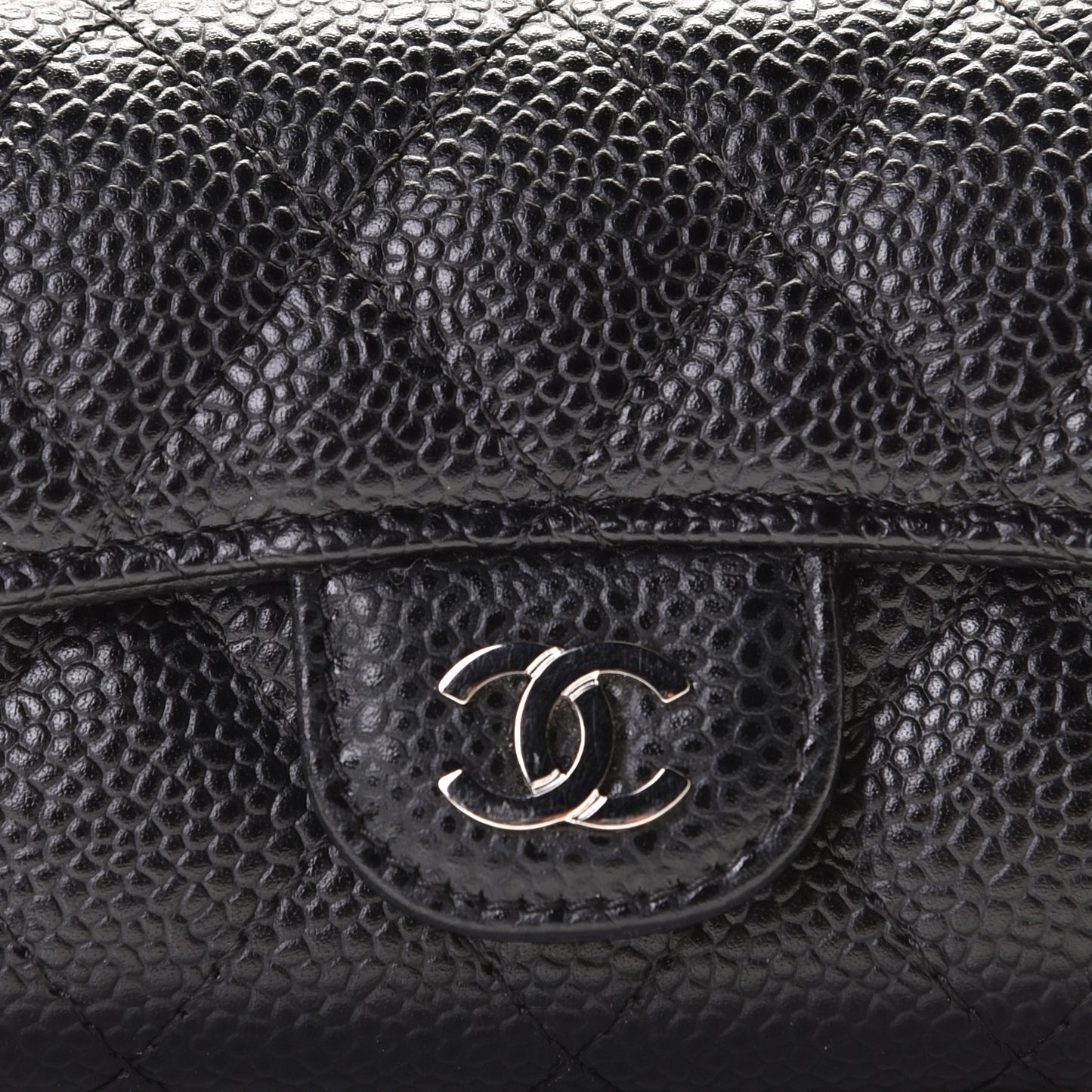 Caviar Quilted Flap Card Holder Black