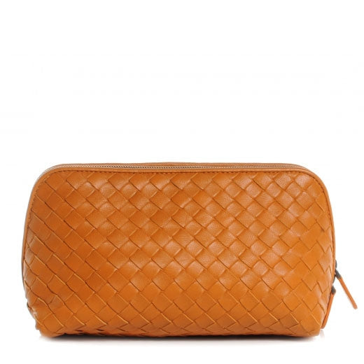 Nappa Intrecciato Small Cosmetic Case Orange