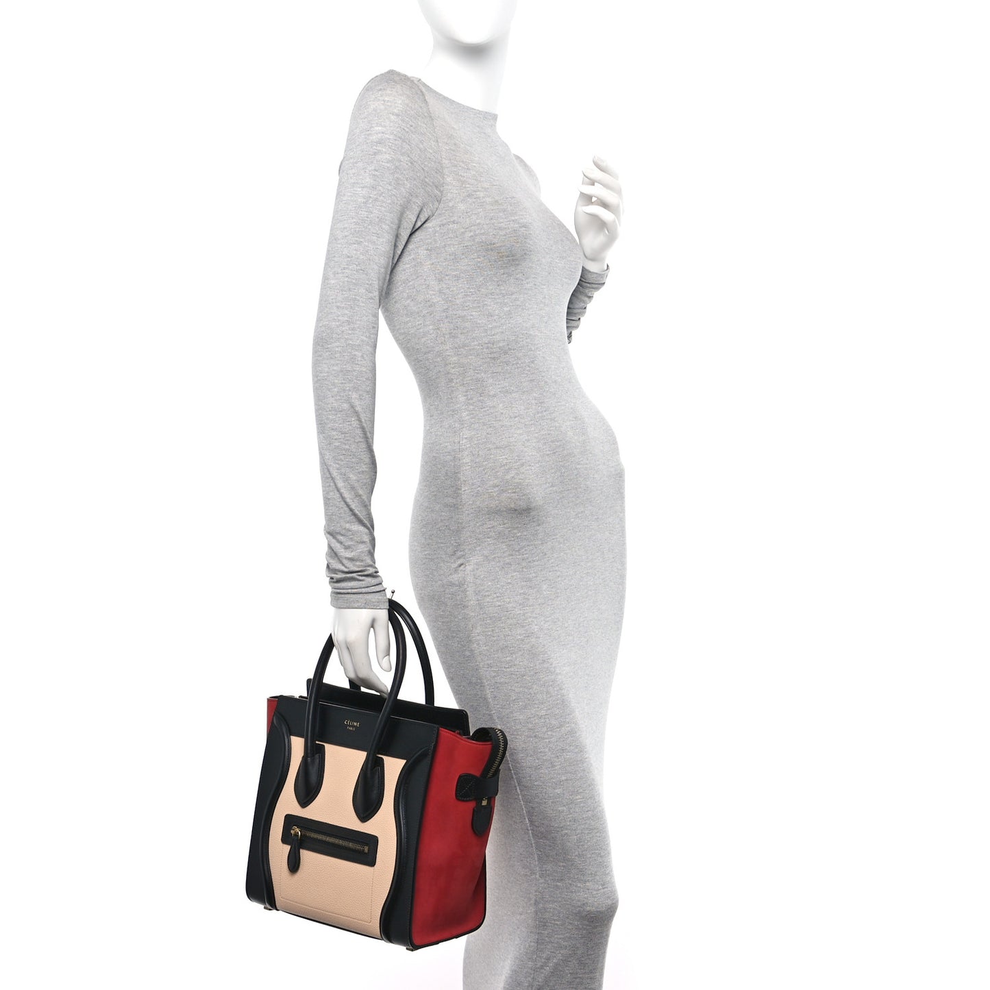 Baby Grained Calfskin Nubuck Micro Tri-Color Luggage Corn Red