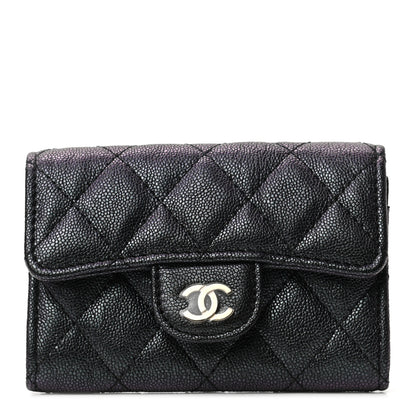 Chanel Iridescent Caviar Quilted Flap Card Holder Wallet Black 1 of 7