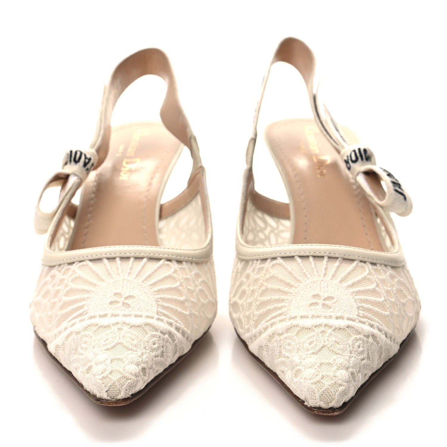 Christian Dior Lace Embroidered J'adior Slingback 65mm Pumps 39.5 White 2 of 9