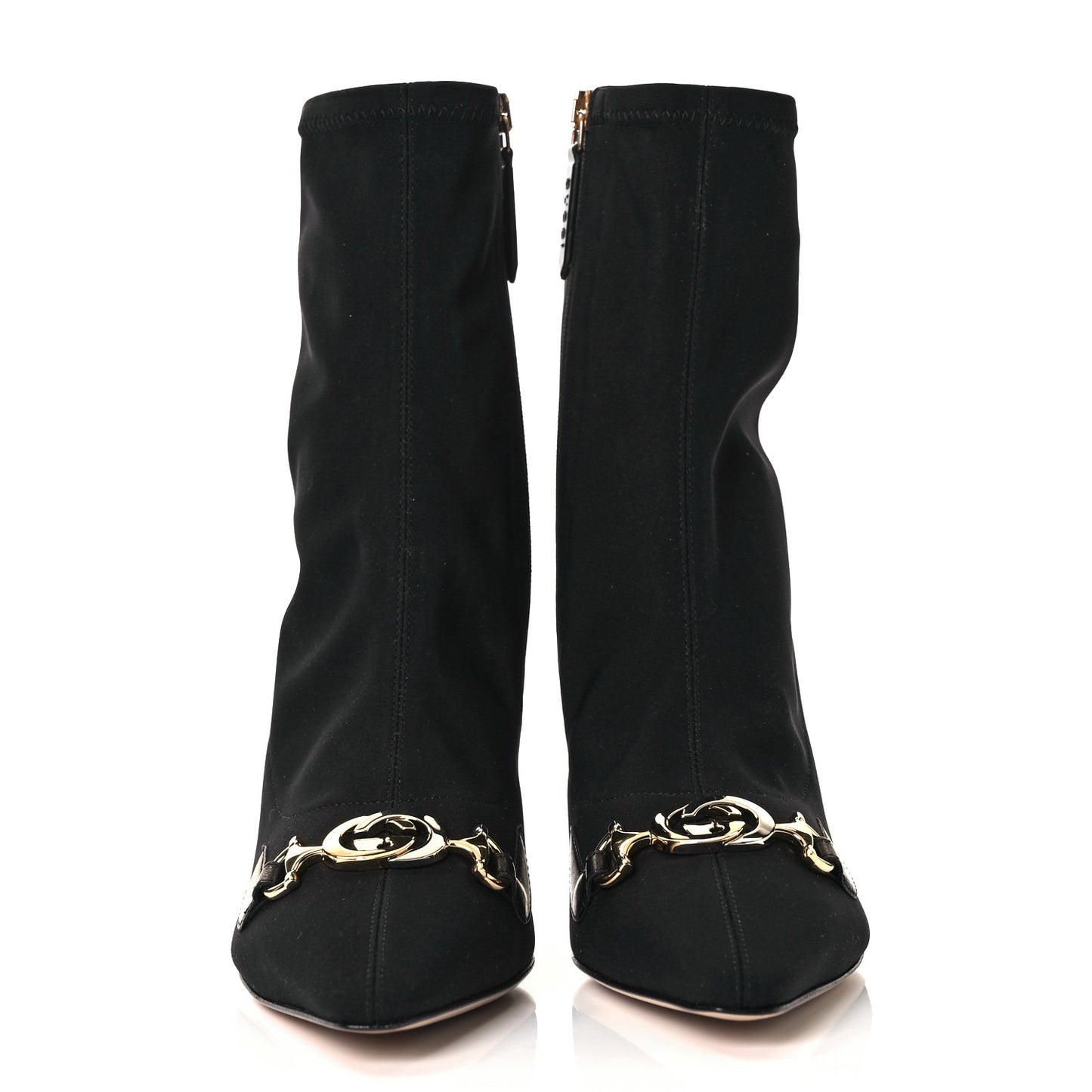 Stretch Fabric Calfskin Zumi Sock Boots 38.5 Black