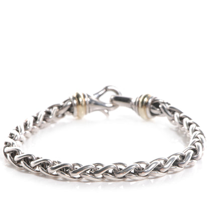 David Yurman Sterling Silver 14K Yellow Gold 6mm Wheat Chain Bracelet 3 of 5