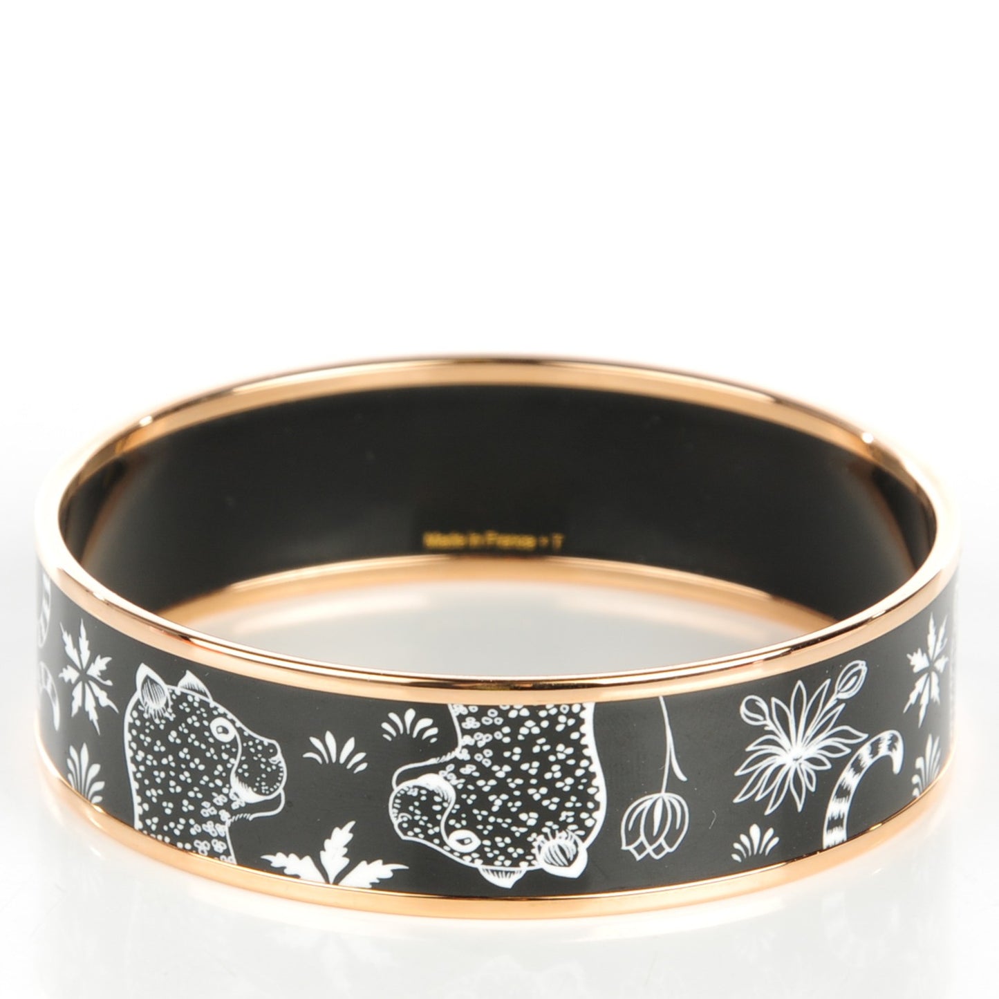 Enamel Printed Wide Les Léopards Bracelet 70 Black