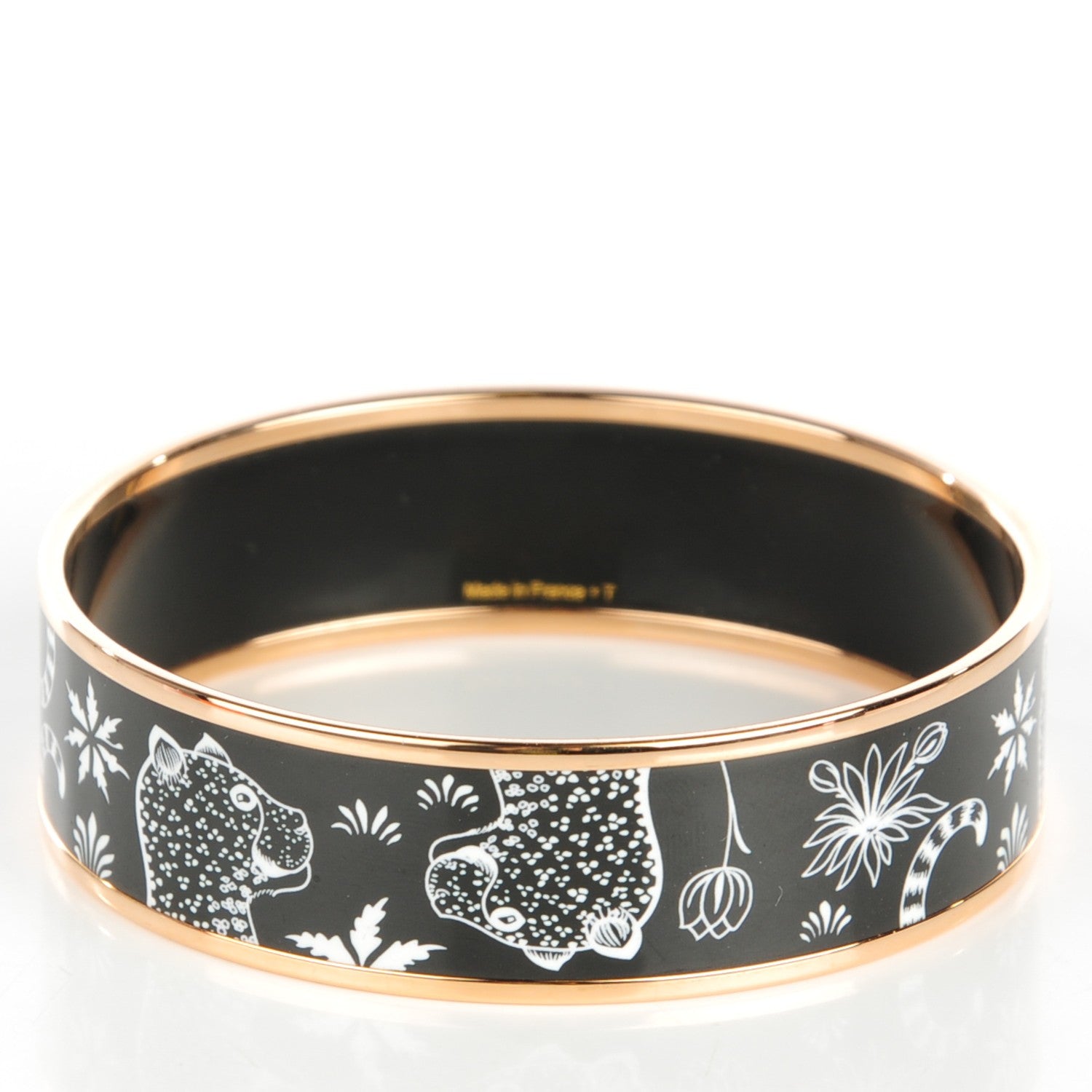 Hermes Enamel Printed Wide Les Léopards Bracelet 70 Black 3 of 6