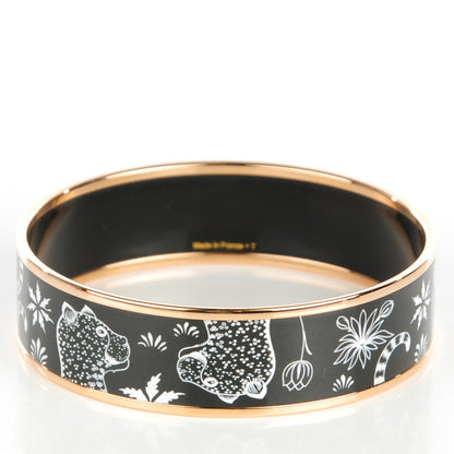 Hermes Enamel Printed Wide Les Léopards Bracelet 70 Black 3 of 6