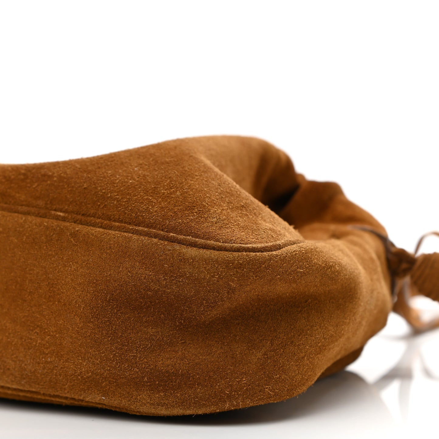 Suede Calfskin Fringe Bucket Light Ochre