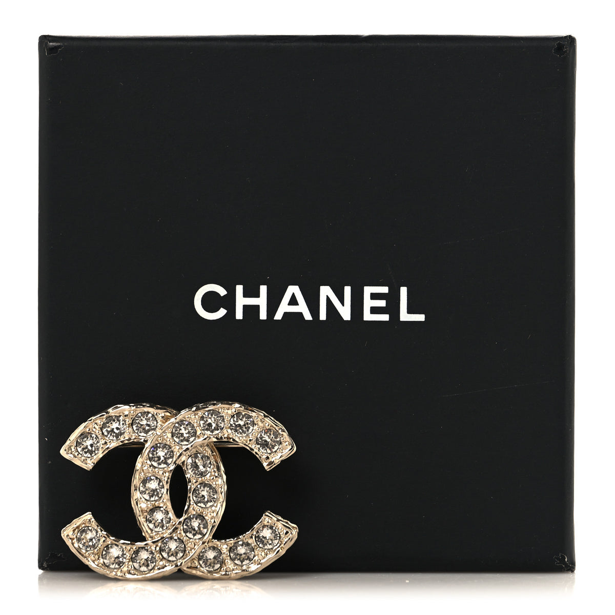 Chanel Crystal Textured CC Brooch Light Gold 4 of 4