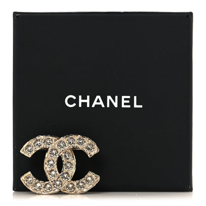 Chanel Crystal Textured CC Brooch Light Gold 4 of 4