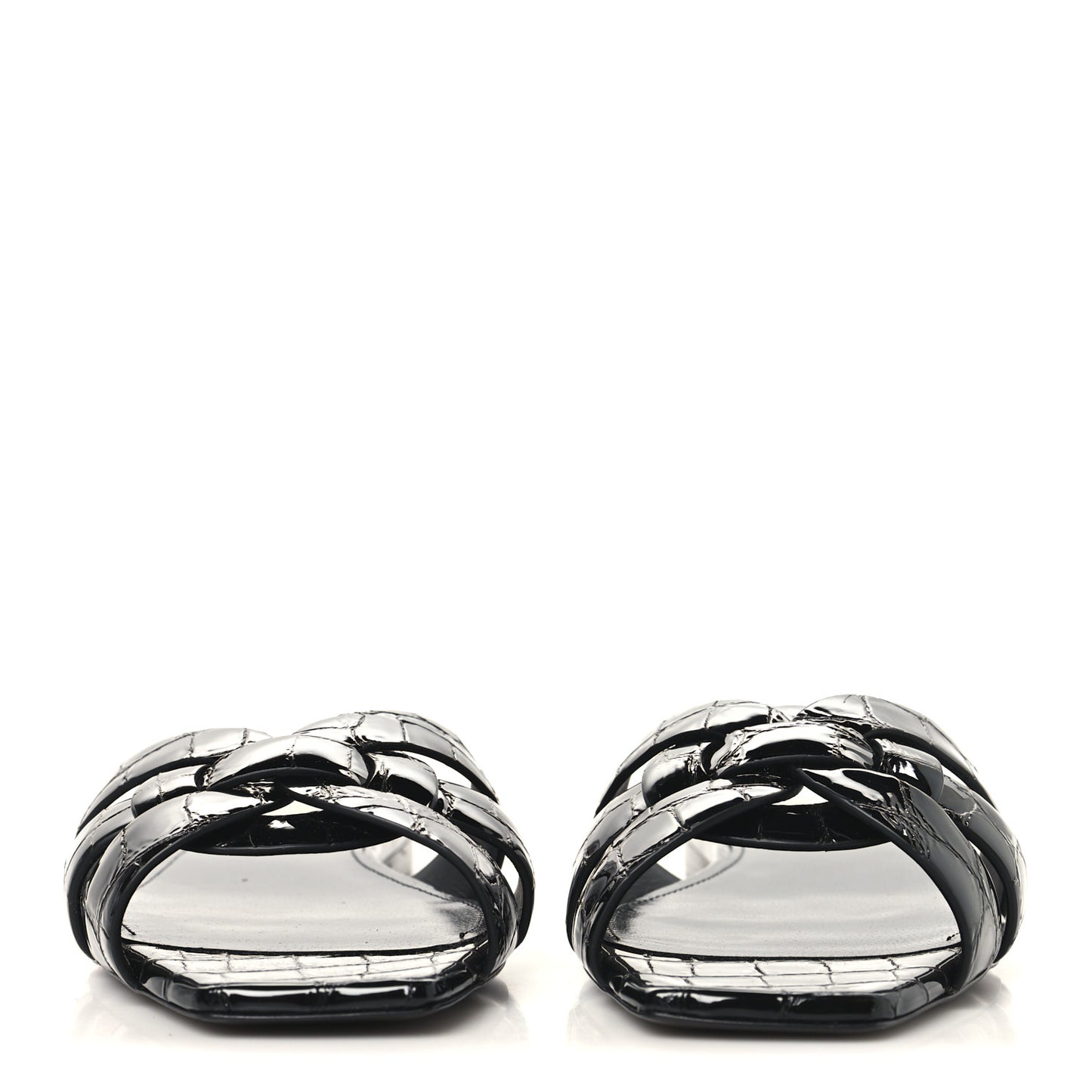 Patent Croc Embossed Tribute 05 Slide Sandals 36 Black