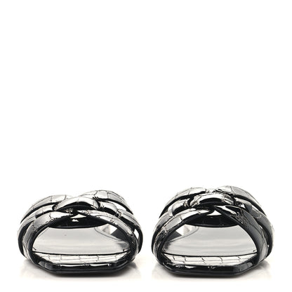 Saint Laurent Patent Croc Embossed Tribute 05 Slide Sandals 36 Black 3 of 10