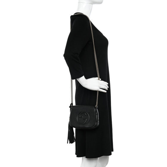 Gucci Pebbled Calfskin Small Soho Flap Crossbody Black 2 of 12