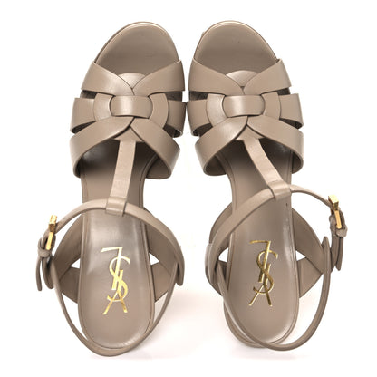 Saint Laurent Calfskin Tribute 105 Platform Sandals 39 Dark Beige 2 of 11