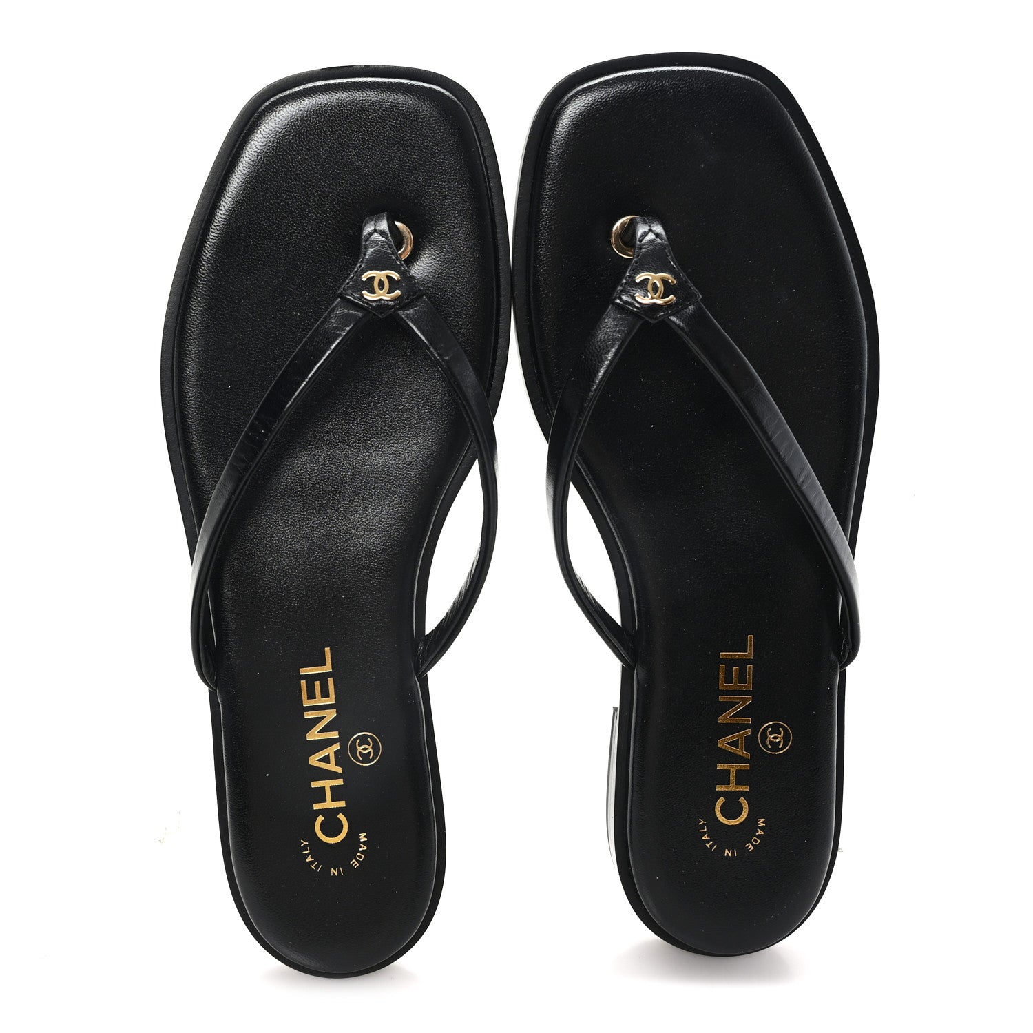 Chanel Goatskin CC Times Square Thong Sandals 39 Black 2 of 10